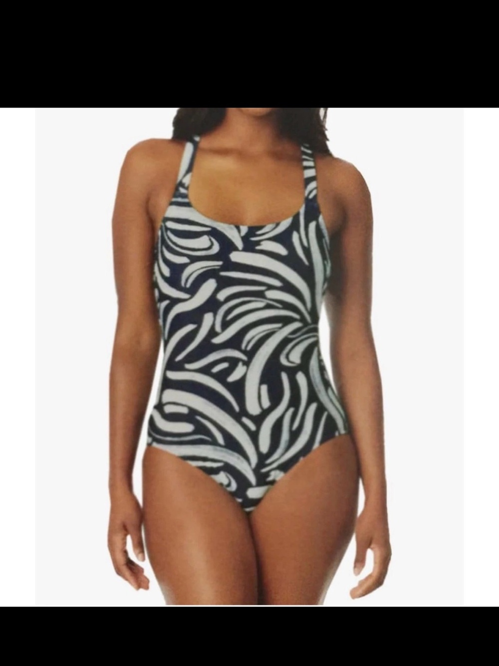 Hurley Blue & Cream Swirl-Print One-Piece Swimsuit Size XXL - Picture 2 of 8